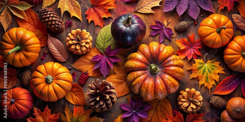 Φωτογραφία Vibrant dark orange, brown, and purple hues swirl together in a mesmerizing abstract texture, evoking the warm, cozy feel of autumn, Halloween, and Thanksgiving seasons