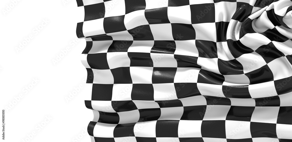 Obraz premium The checkered flag waves in the air signaling the end of the race