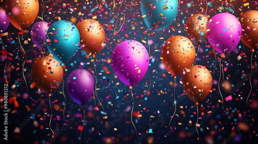 Colorful Balloons And Confetti Celebration Colorful Balloons And Confetti Celebration