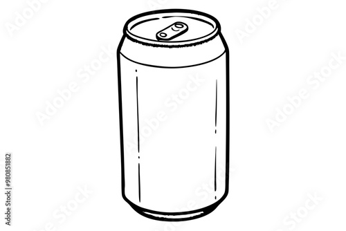 Drink can line art mockup. Hand-drawn Aluminum can. Vector illustration