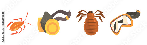 Pest Control and Insect Extermination Service Element Vector Set