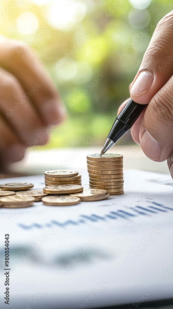 A financial advisor explaining loan conditions to a business owner, using charts and visual aids