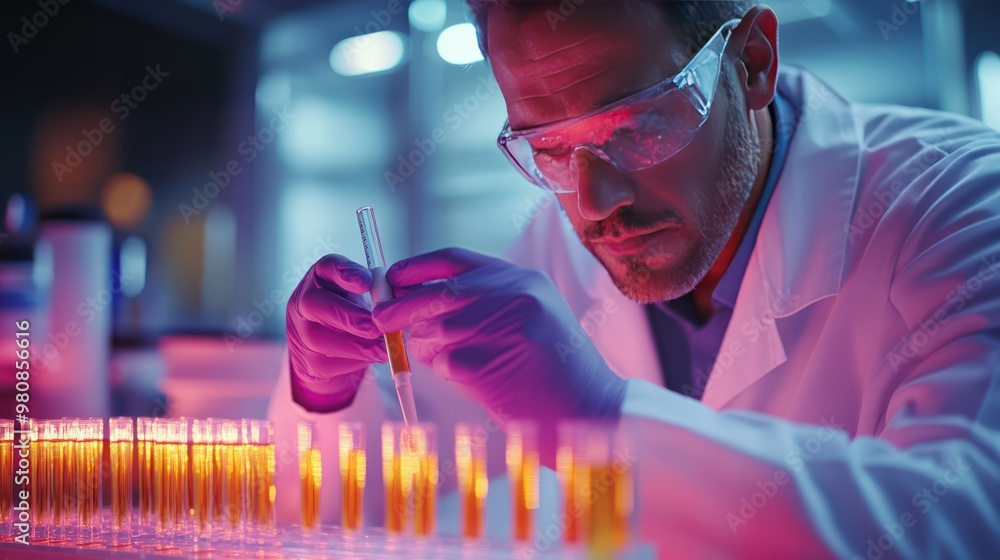 Doctor testing in medical lab with ambient light