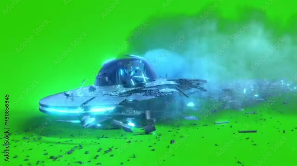 Alien ship crash landing green screen video, chroma key, 4k Alien ship ...