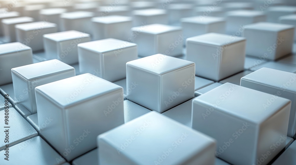 A grid of uniform white cubes creating a modern, abstract pattern. A grid of uniform white cubes creating a modern, abstract pattern.