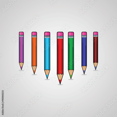 Colorful pencils vector & illustration