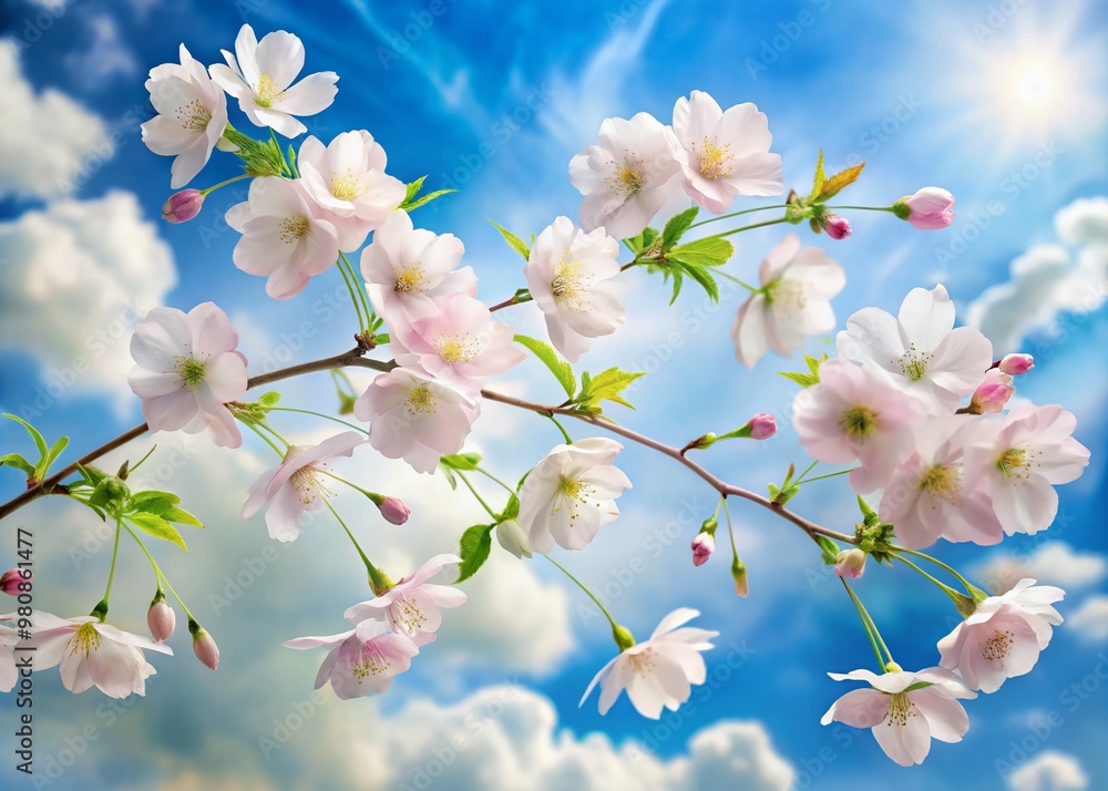 Delicate, petal-like blossoms of a wind flower dance in the breeze, their soft pink and white hues swaying Delicate, petal-like blossoms of a wind flower dance in the breeze, their soft pink and white hues swaying