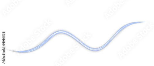 Festive blue stripe on white background. Blue curl twirl for the holidays. Blue colored curve rope. Vector png twirl, line, curve, rope, stripe design element.