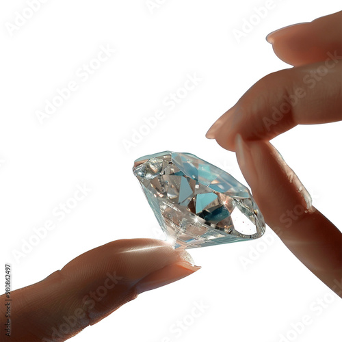 Close-up of a beautiful diamond held in a hand