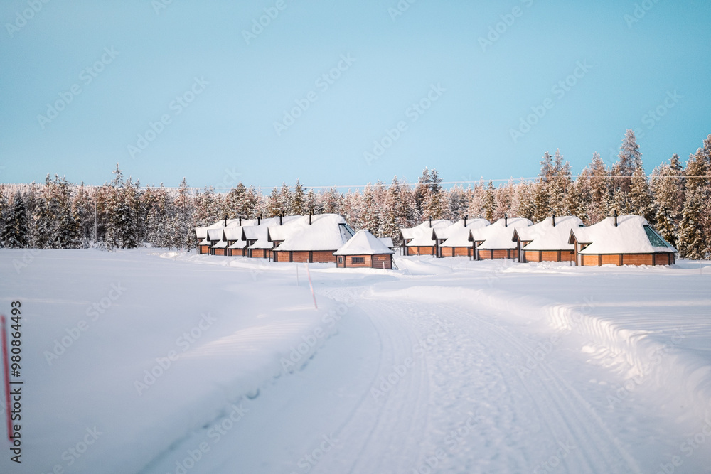 Glass Igloos to Watch Northern Lights Covered with Snow in the Forest Glass Igloos to Watch Northern Lights Covered with Snow in the Forest
