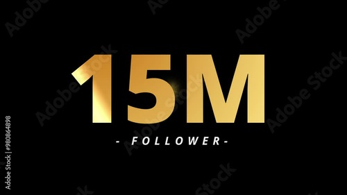 15M Follower Golden Text And Fire Work Animation photo