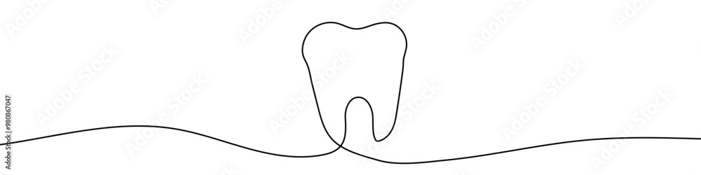 Continuous line drawing of tooth. Single line drawing of a tooth. Line art tooth. Vector illustration. Continuous line drawing of tooth. Single line drawing of a tooth. Line art tooth. Vector illustration.