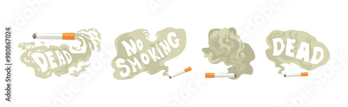 Harmful Habit and Bad Toxic Addiction Object Vector Set