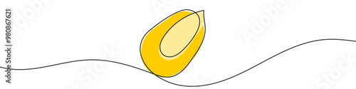 Continuous line drawing of grain of corn. Single line drawing of a grain of corn. Line art grain of corn. Vector illustration.