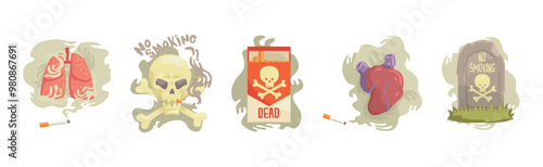 Harmful Habit and Bad Toxic Addiction Object Vector Set