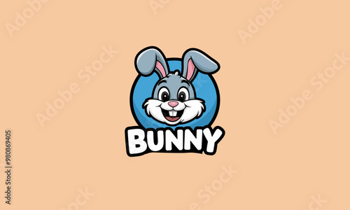 Smiling bunny mascot for a pet store logo design