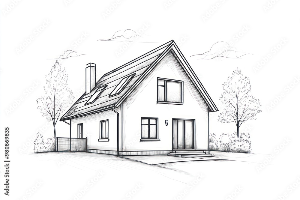 House drawing illustration sketch. House drawing illustration sketch.