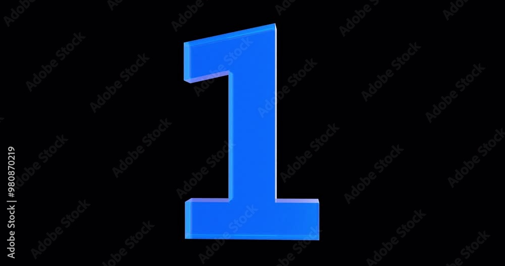 3D blue glass number animations on a transparent alpha channel 3D blue glass number animations on a transparent alpha channel
