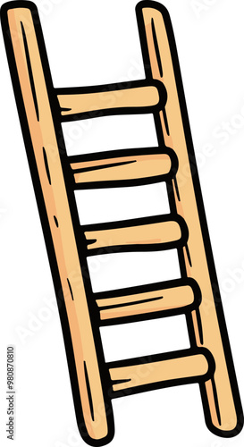 Vector Illustration of a Simple Wooden Ladder