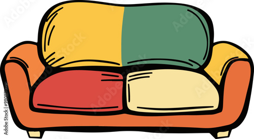 Colorful Vector Sofa Design with Bold Patterns