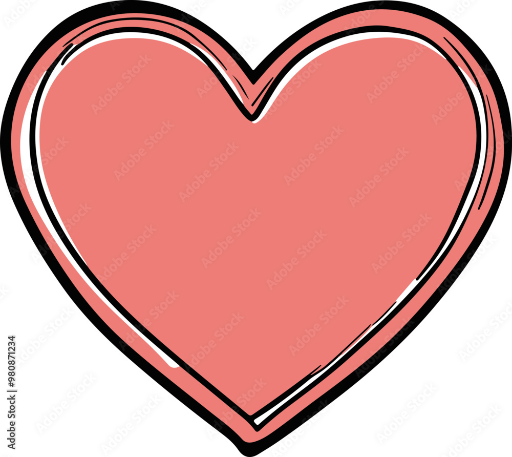 Vector Art: Simple Heart Shape with Bold Outline Vector Art: Simple Heart Shape with Bold Outline