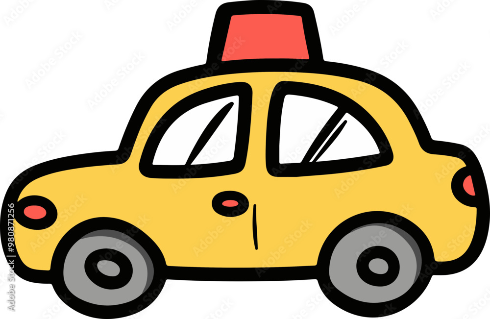 Naklejka premium Vector Illustration of a Yellow Taxi Car