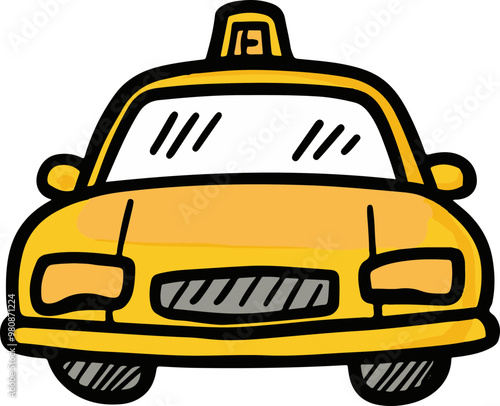 Vector Yellow Taxi Cab Design for Urban Transport