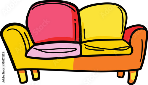 Colorful Vector Illustration of a Modern Couch
