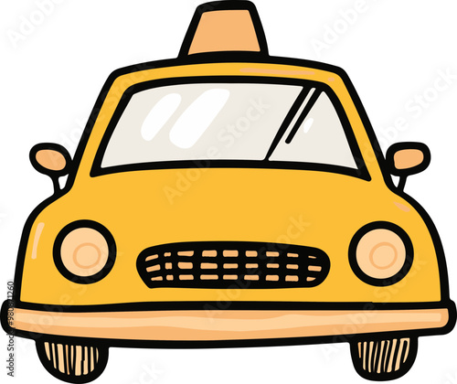 Vector Illustration of a Yellow Taxi Cab