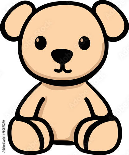 Cute Vector Illustration of a Brown Teddy Bear