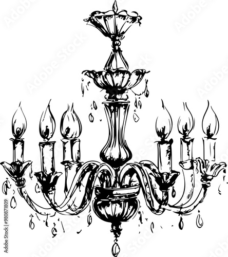 Elegant Vintage Chandelier Vector Design Illustration