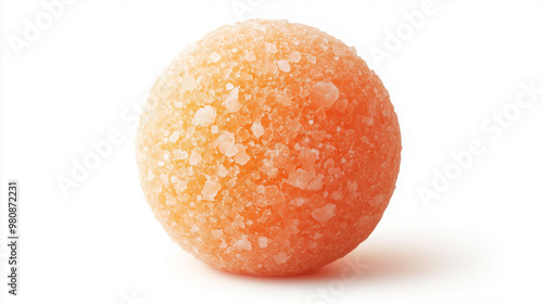 Orange bath bomb with salt isolated on white background.