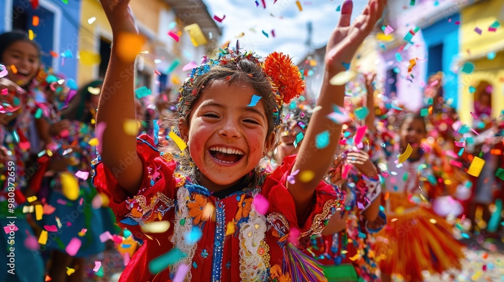 Joyous Street Festival with Vibrant Costumes and Lively Joyous Street Festival with Vibrant Costumes and Lively
