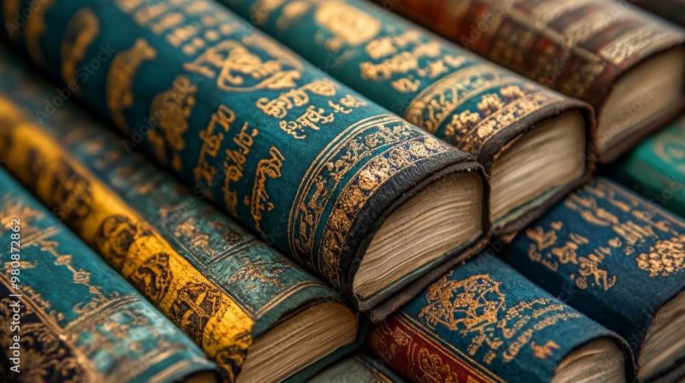 A close-up of religious texts from different faiths, placed side by side, symbolizing harmony A close-up of religious texts from different faiths, placed side by side, symbolizing harmony