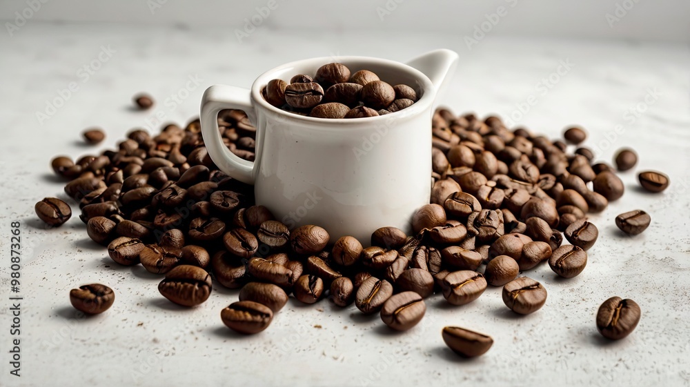 Fototapeta premium coffee beans and cup