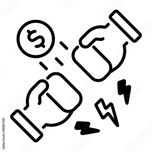 Trade war icon in linear style