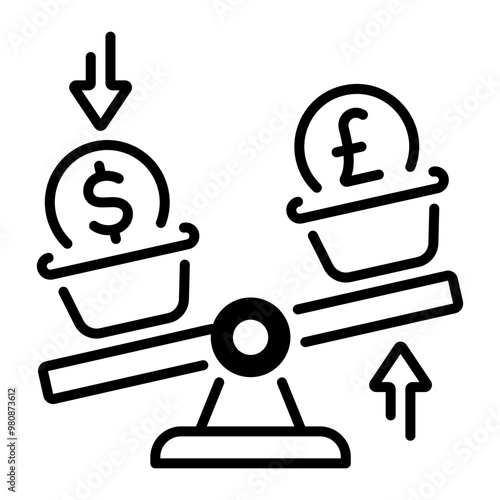 A linear icon of money comparison 