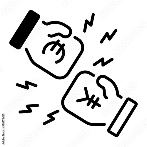 Money fight icon in outline style