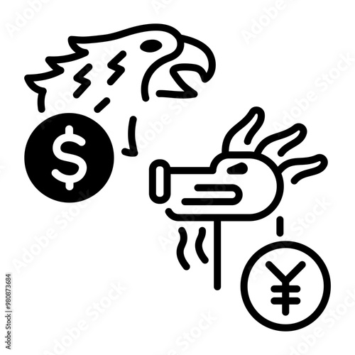 Trade conflict icon in line style