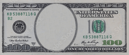Obraz na płótnie U.S. 100 dollar border with empty middle w salonie