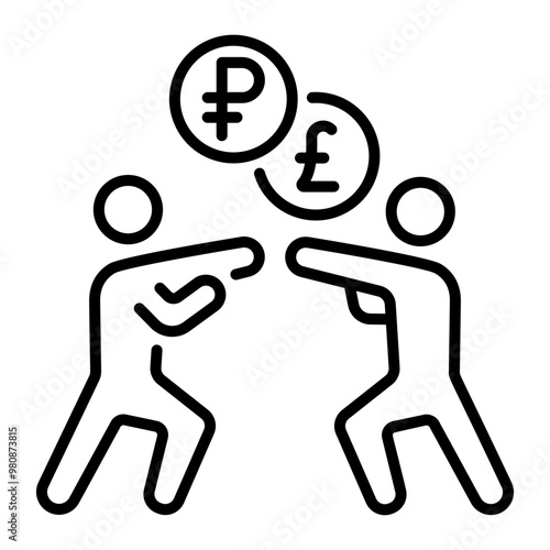 Quarrelling icon in outline style