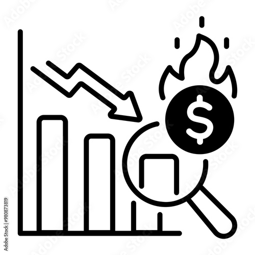 A line style icon of recession 