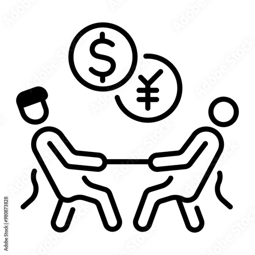Tug of war icon in linear style