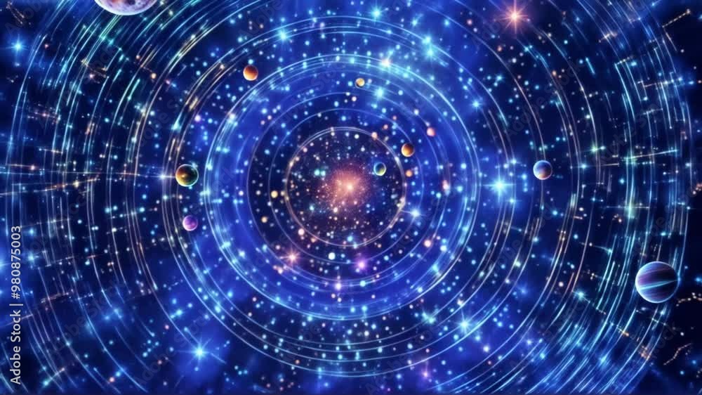 Solar System with Glowing Planets and Stars Solar System with Glowing Planets and Stars