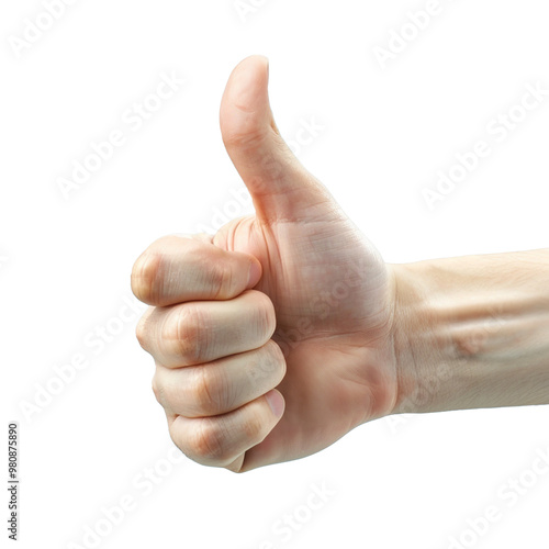 A hand thumb up isolated on transparent background, PNG file