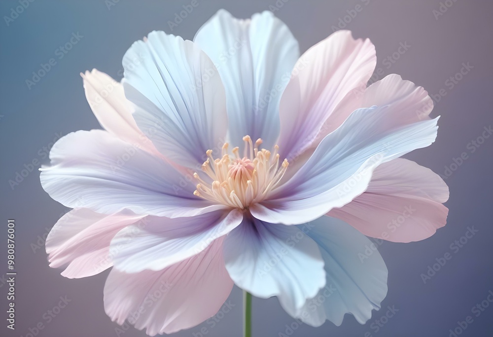 A delicate and ethereal bloom captured in soft pastel hues, showcasing gentle shades of blue, pink, and lavender. A delicate and ethereal bloom captured in soft pastel hues, showcasing gentle shades of blue, pink, and lavender.