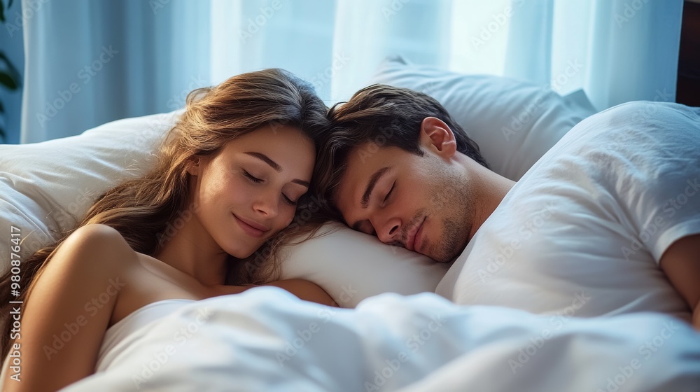 couple sleeping cuddling on a bed romantic love couple sleeping cuddling on a bed romantic love