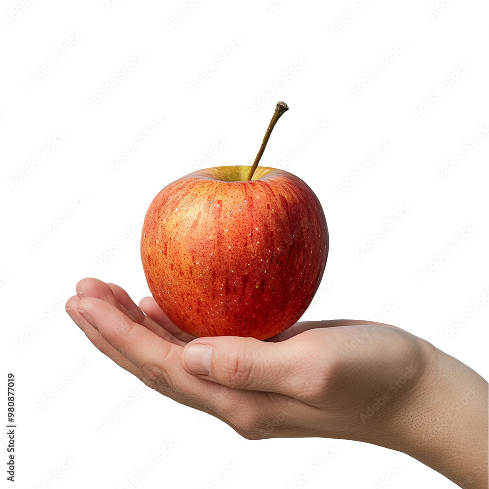 A hand holding apple isolated on transparent background, PNG file A hand holding apple isolated on transparent background, PNG file
