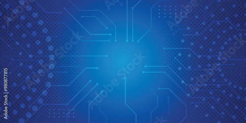 Abstract circuit board blue gradient technology digital background