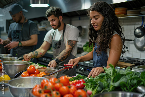 Women Preparing Healthy Meals in a Modern Kitchen